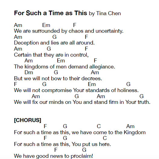 For Such a Time as This chord chart